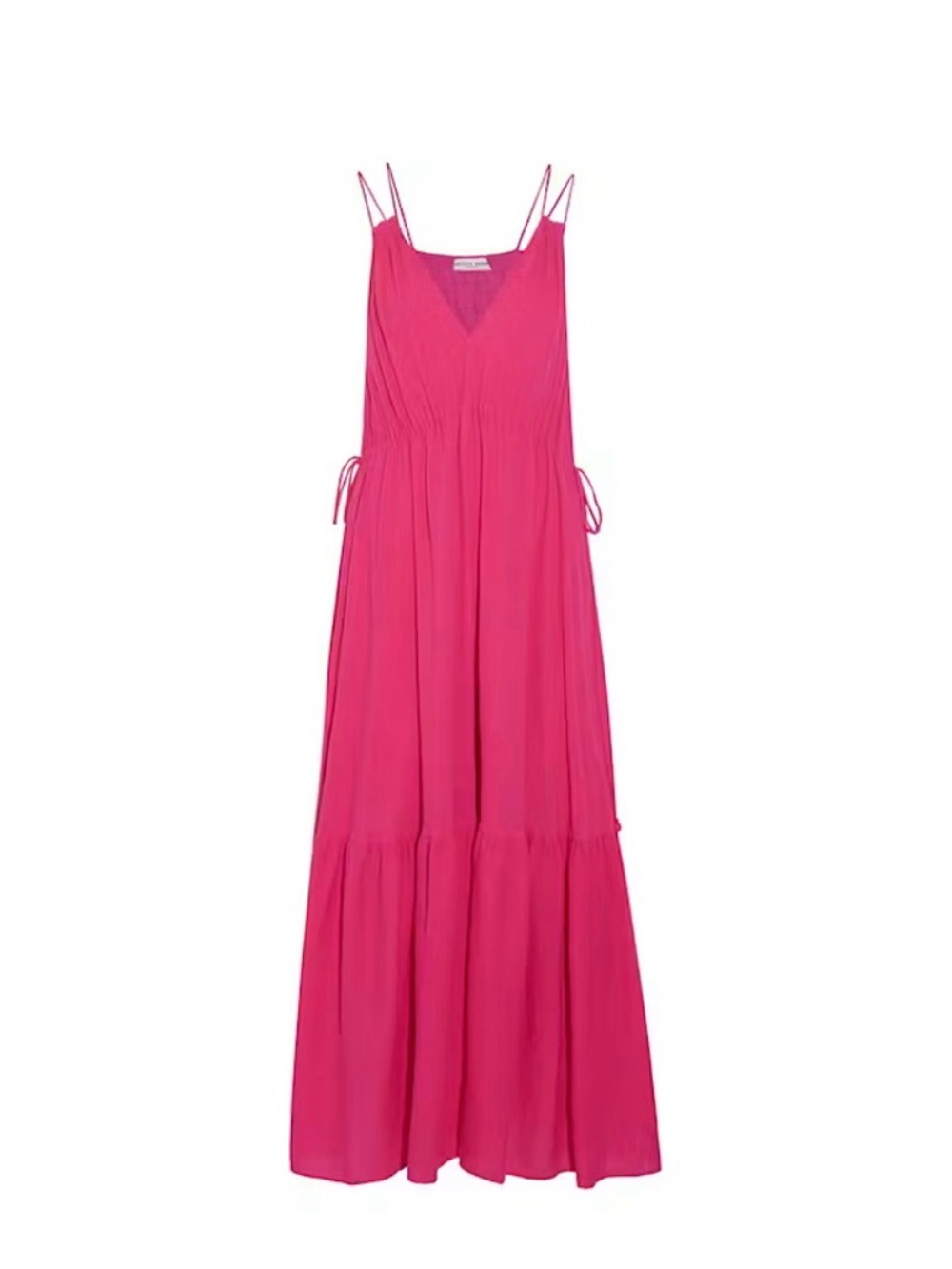 Apiece Apart Daphne Maxi Dress Women's Size 6 Pink Tiered Cotton Crepe